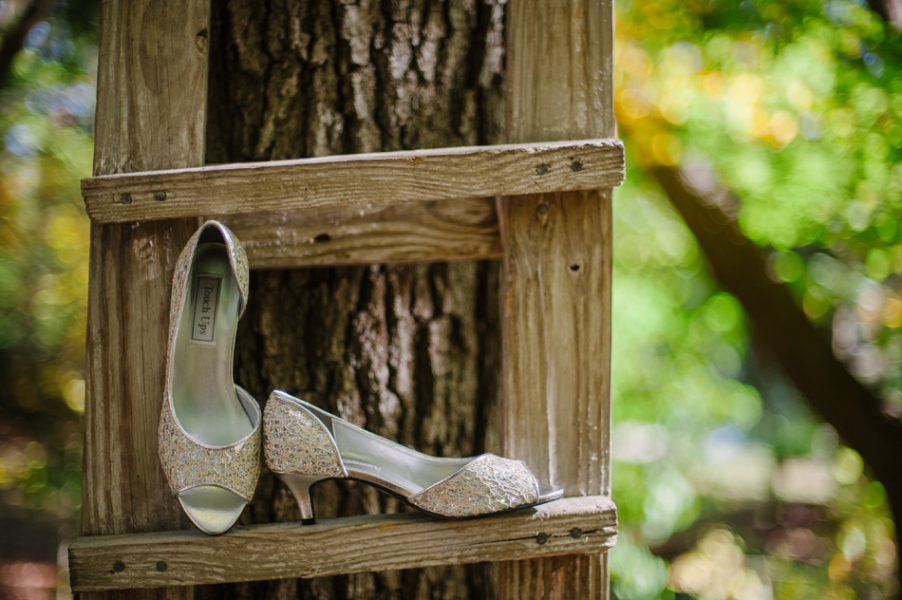 bride shoes at tree house