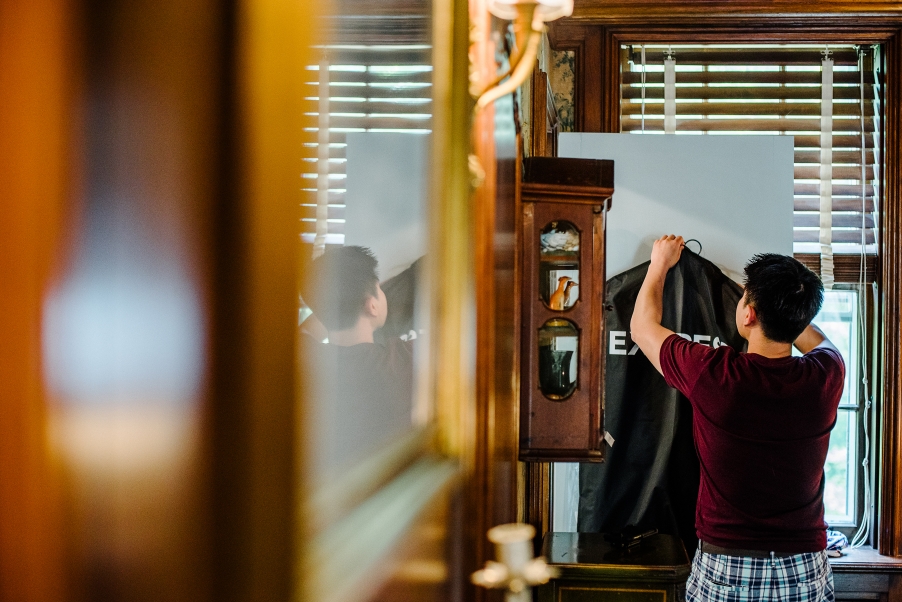 Groom getting ready
