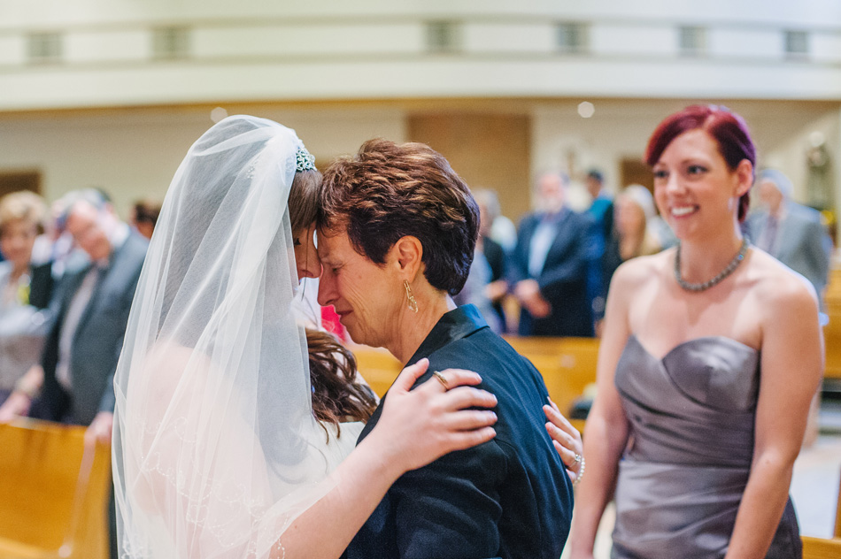 mother of bride cries