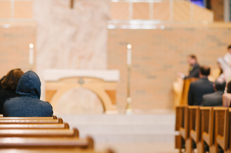 hoodie inside of church