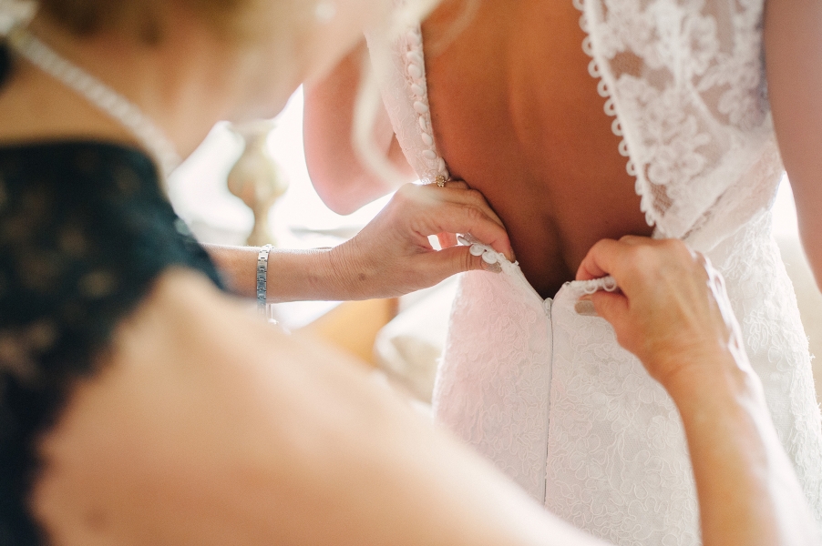 back of vintage wedding gown