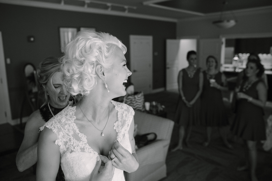 beutiful bride laughs