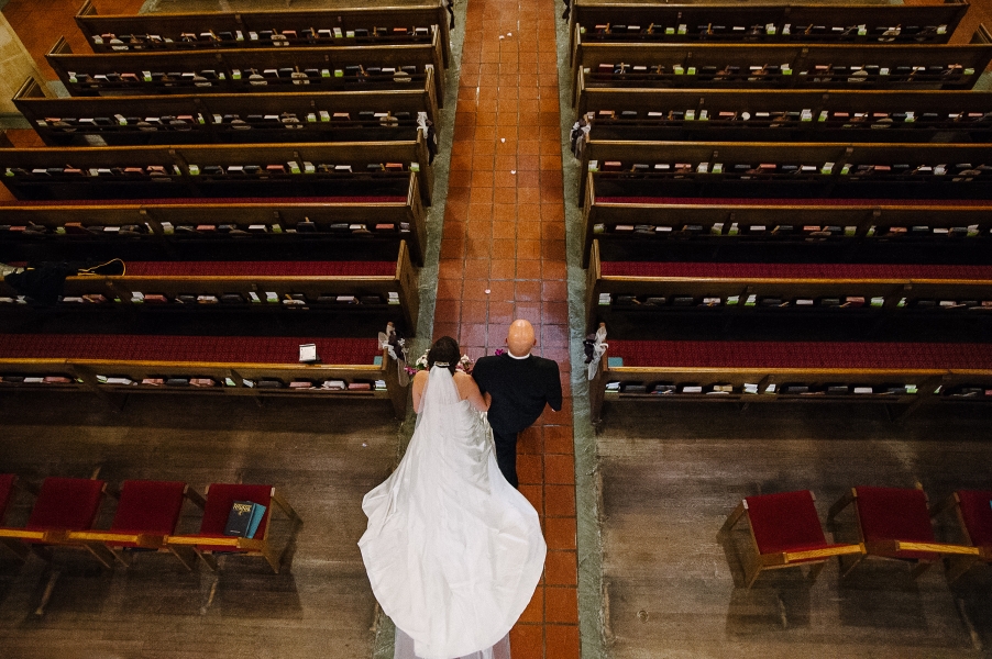 bride and dad from above