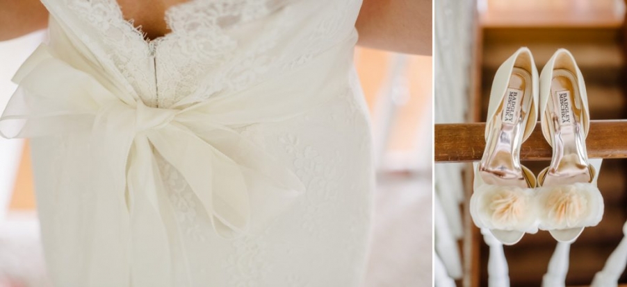 bride shoes and dress