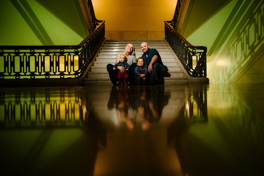 Cleveland City Hall, Cleveland Family Session, Edric Morales, City Hall Rotunda portraits, Reflection Portraits